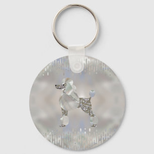 Luxury Pearl en Abalone Poodle Sleutelhanger