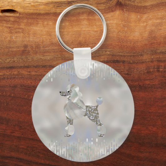 Luxury Pearl en Abalone Poodle Sleutelhanger (Voorkant)