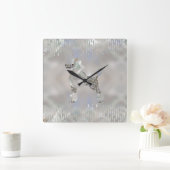 Luxury Pearl en Abalone Poodle Vierkante Klok (Huis)