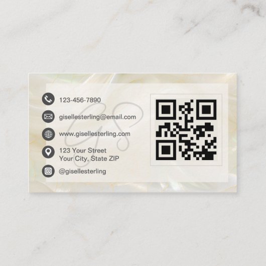 Luxury Pearl Opal QR Code Professional Visitekaartje (Achterkant)