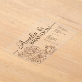 Luxury Peony Minimalist Wedding Acryl Uitnodigingen (Laagn)