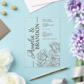 Luxury Peony Minimalist Wedding Acryl Uitnodigingen (Insitu (Huwelijk))