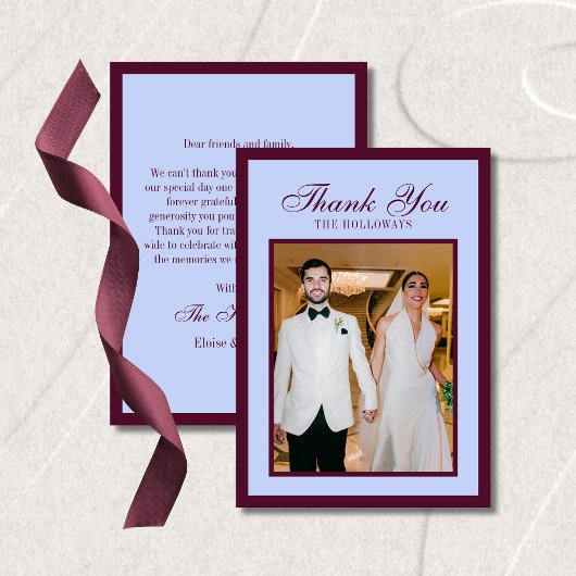 Luxury Periwinkle and Plum Flat Thank You Card Bedankkaart
