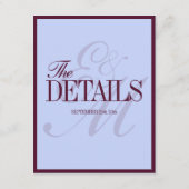 Luxury Periwinkle and Plum Formal Wedding Details Informatiekaartje (Achterkant)