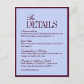 Luxury Periwinkle and Plum Formal Wedding Details Informatiekaartje (Voorkant)
