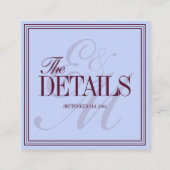 Luxury Periwinkle and Plum Formal Wedding Details Informatiekaartje (Achterkant)