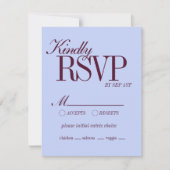 Luxury Periwinkle and Plum Formal Wedding Details RSVP Kaartje (Voorkant)