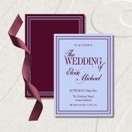 Luxury Periwinkle and Plum Formal Wedding  Kaart