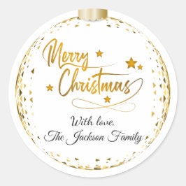 Luxury Personalised Gold Merry Christmas  Ronde Sticker