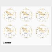 Luxury Personalised Gold Merry Christmas Ronde Sticker (Vel)