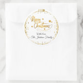 Luxury Personalised Gold Merry Christmas Ronde Sticker (Tas)