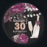 Luxury Personalized 30th Birthday Wine Roos Papieren Bordje<br><div class="desc">Roos Wine Luxury Birthday-ontwerp. Overeenkomende producten zijn te vinden in collectie met fijne wijn.</div>