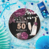 Luxury Personalized 50th Birthday Wine Roos Papieren Bordje (Feest)