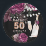 Luxury Personalized 50th Birthday Wine Roos Papieren Bordje<br><div class="desc">Roos Wine Luxury Birthday-ontwerp. Overeenkomende producten zijn te vinden in collectie met fijne wijn.</div>