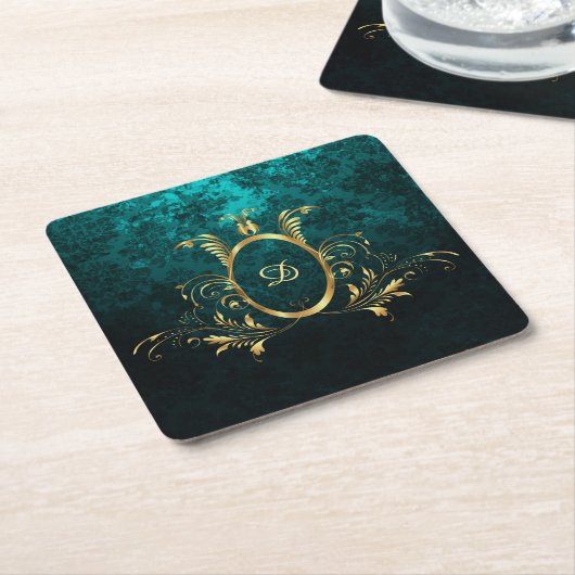 Luxury Personalized Damask gold Lijst Kartonnen Onderzetters (Schuin)