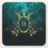 Luxury Personalized Damask gold Lijst Kartonnen Onderzetters (Voorkant)