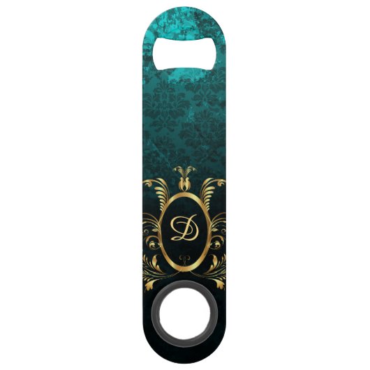 Luxury Personalized Damask gold Lijst Speed Flessenopener (Voorkant)