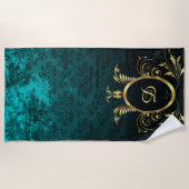 Luxury Personalized Damask gold Lijst Strandlaken (Voorkant)