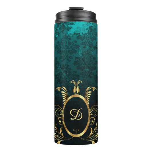 Luxury Personalized Damask gold Lijst Thermosbeker (Voorkant)