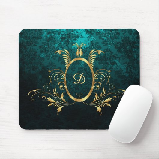Luxury Personalized Damask Turquoise Muismat (Met muis)