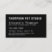 Luxury Pet Groomer Modern Bold Professional Visitekaartje (Achterkant)