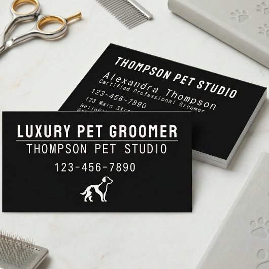 Luxury Pet Groomer Modern Bold Professional Visitekaartje