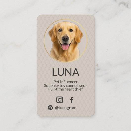 Luxury Pet Influencer Social Media Visitekaartje (Voorkant)