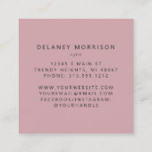 Luxury Pink Agate Silk Silver Glitter Vierkante Visitekaartje (Achterkant)