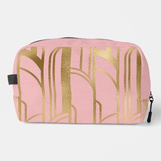Luxury Pink and Gold Art Deco Design Toiletry Bag Toilettasje (Voorkant)