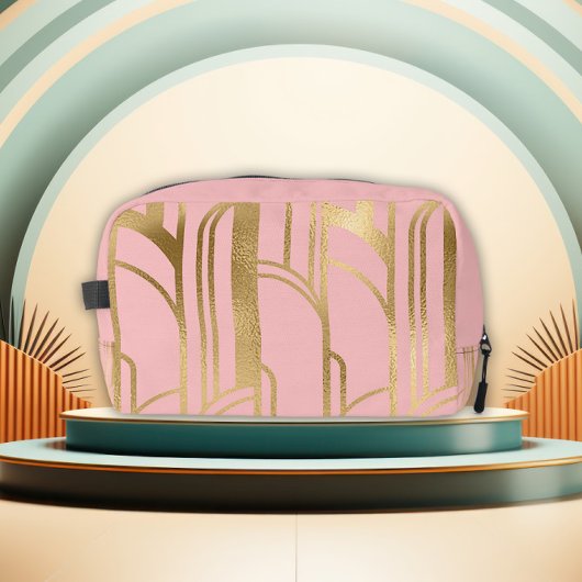 Luxury Pink and Gold Art Deco Design Toiletry Bag Toilettasje