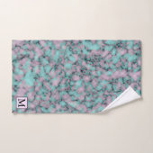 Luxury Pink Blue Marble Monogrammed Bad Handdoek (Handdoek)
