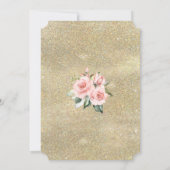 Luxury Pink Blush Flowers Gold Glitter Weddenschap Kaart (Achterkant)