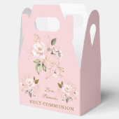Luxury Pink Blush Gold Floral Heilige Communie Bedankdoosjes (Geopend)