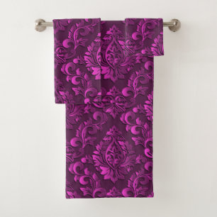 Luxury Pink Damask Floral Bad Handdoek
