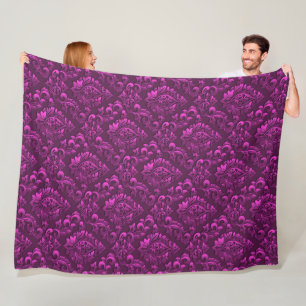 Luxury Pink Damask Floral Fleece Deken
