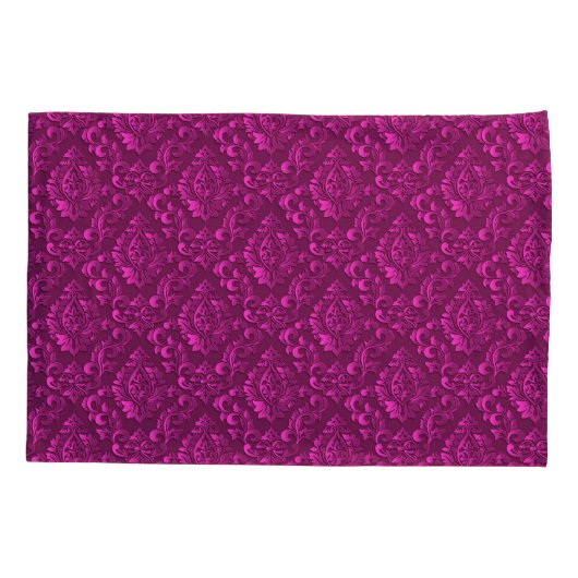 Luxury Pink Damask Floral Kussensloop (Achterkant-Links)