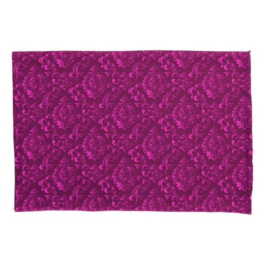 Luxury Pink Damask Floral Kussensloop (Voorkant-Links)