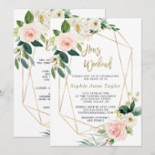 Luxury Pink Floral Roos Gold Bachelorette Weekend Kaart (Voorkant / Achterkant)