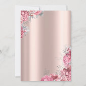 Luxury Pink Floral Rose Gold 80th Birthday Party Kaart (Achterkant)