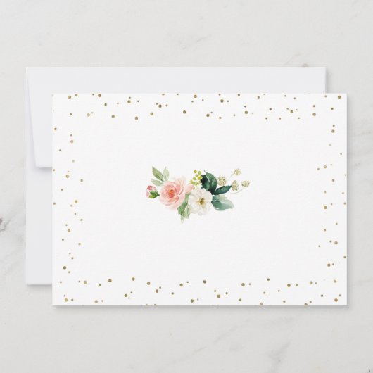 Luxury Pink Flowers Gold Lijst Confetti Wedding Save The Date (Achterkant)