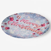 Luxury Pink & Frosted Merry Christmas Retro  Papieren Bordje (Gekanteld)