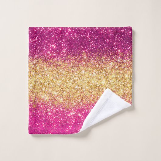 Luxury Pink Gold Glitter Bad Handdoek (Wasdoekje)