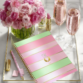 Luxury Pink & Green Striped  Notitieboek