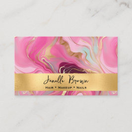 Luxury Pink Marble and Gold Foil Visitekaartje