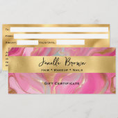 Luxury Pink Marble and Gold Gift Certificate Card Kaart (Voorkant / Achterkant)