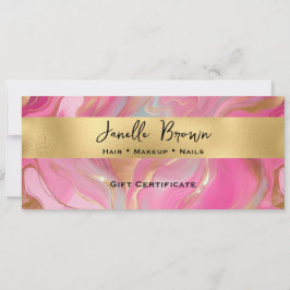 Luxury Pink Marble and Gold Gift Certificate Card Kaart