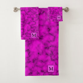 Luxury Pink Marble Monogrammed Bad Handdoek