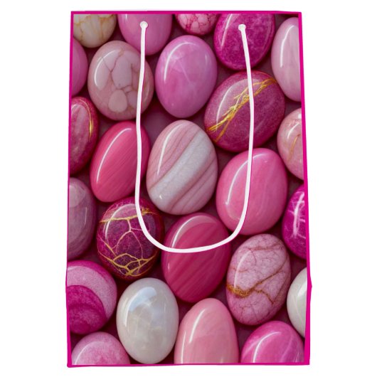Luxury Pink Marble Pebble Gift Bag Medium Cadeauzakje (Achterkant)