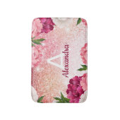 Luxury Pink Monogram Glitter Badmat (Voorkant Verticaal)