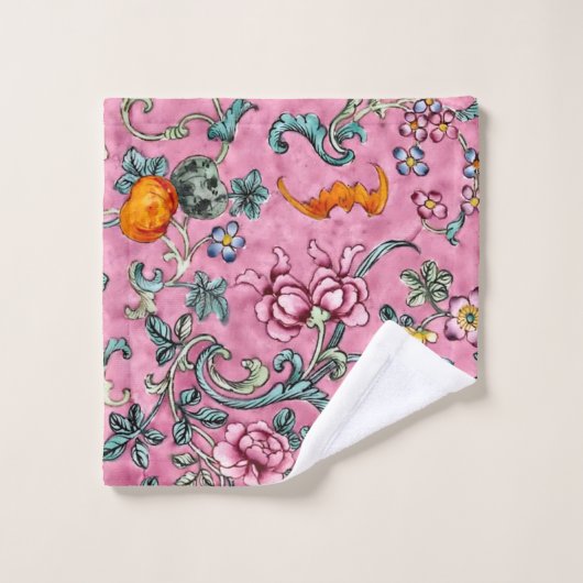 Luxury Pink Rose Canton Floral Towel Washandje (Wasdoekje)